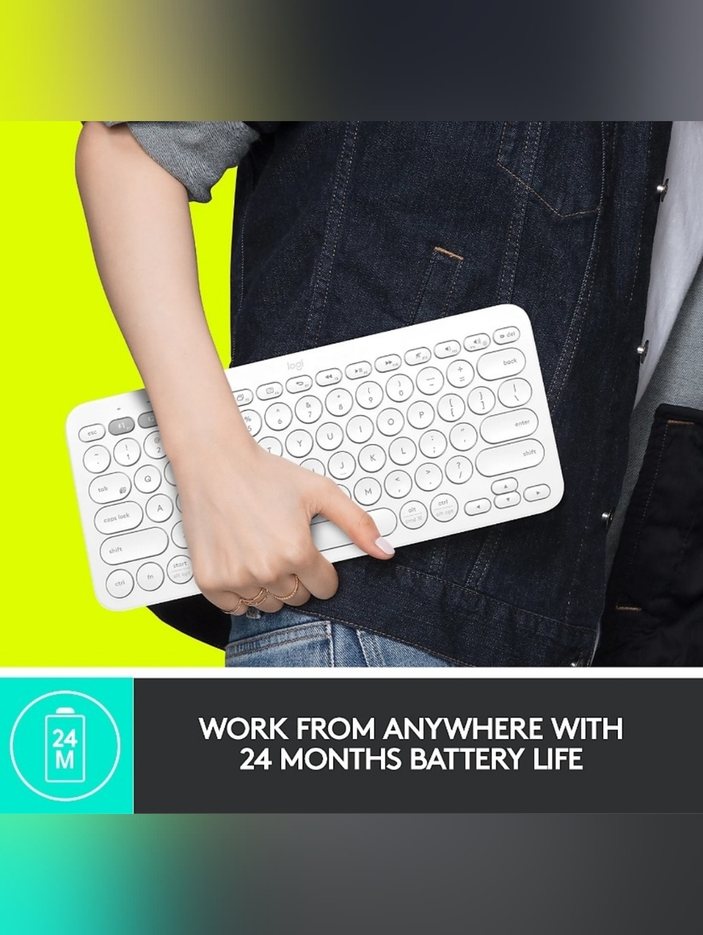 Logitech K380 Multi-Device Bluetooth Wireless Keyboard, Flow Cross-Computer Cont - Picture 4 of 7